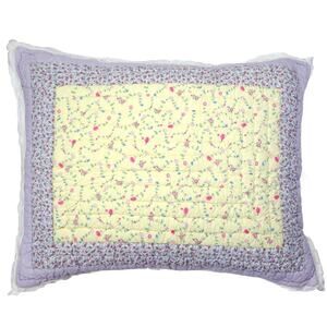 Pottery Barn Kids Standard Sham Quilted Yellow Ditsy Floral Cottage Nursery EUC